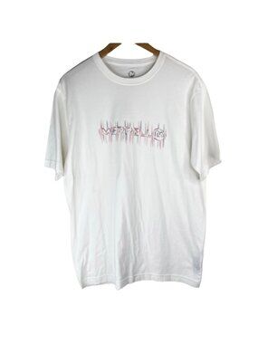 Merrell TShirt Mens Medium Logo Graphic Crewneck Short Sleeve White Hiking Fish